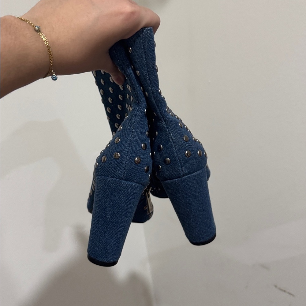 Jessica Simpson Studded Blue Ankle Boots - Picture 4 of 6